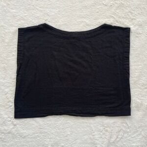 Laude the Label Everyday Organic Cotton Boxy Crop Top Boat Neck Black Size XL